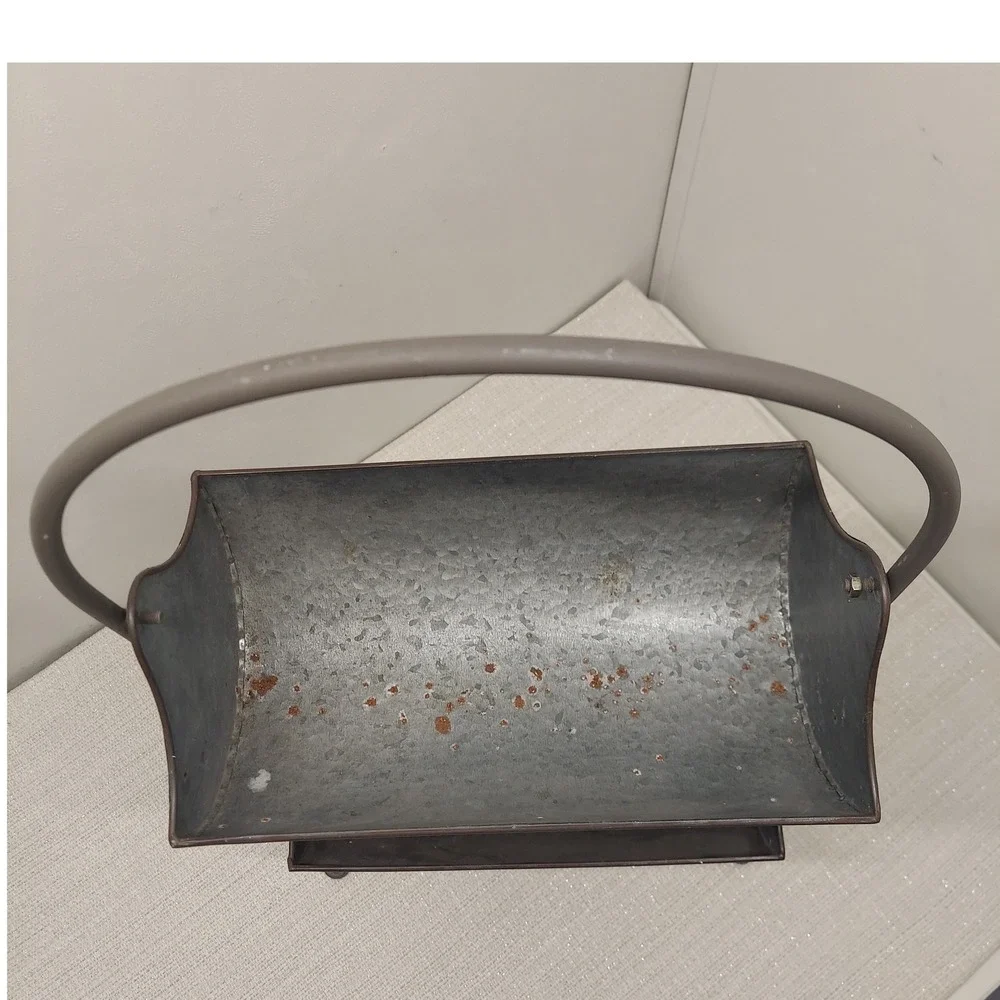 Farmhouse Galvanized Metal Storage Bin Stand Rustic Industrial Organizer
